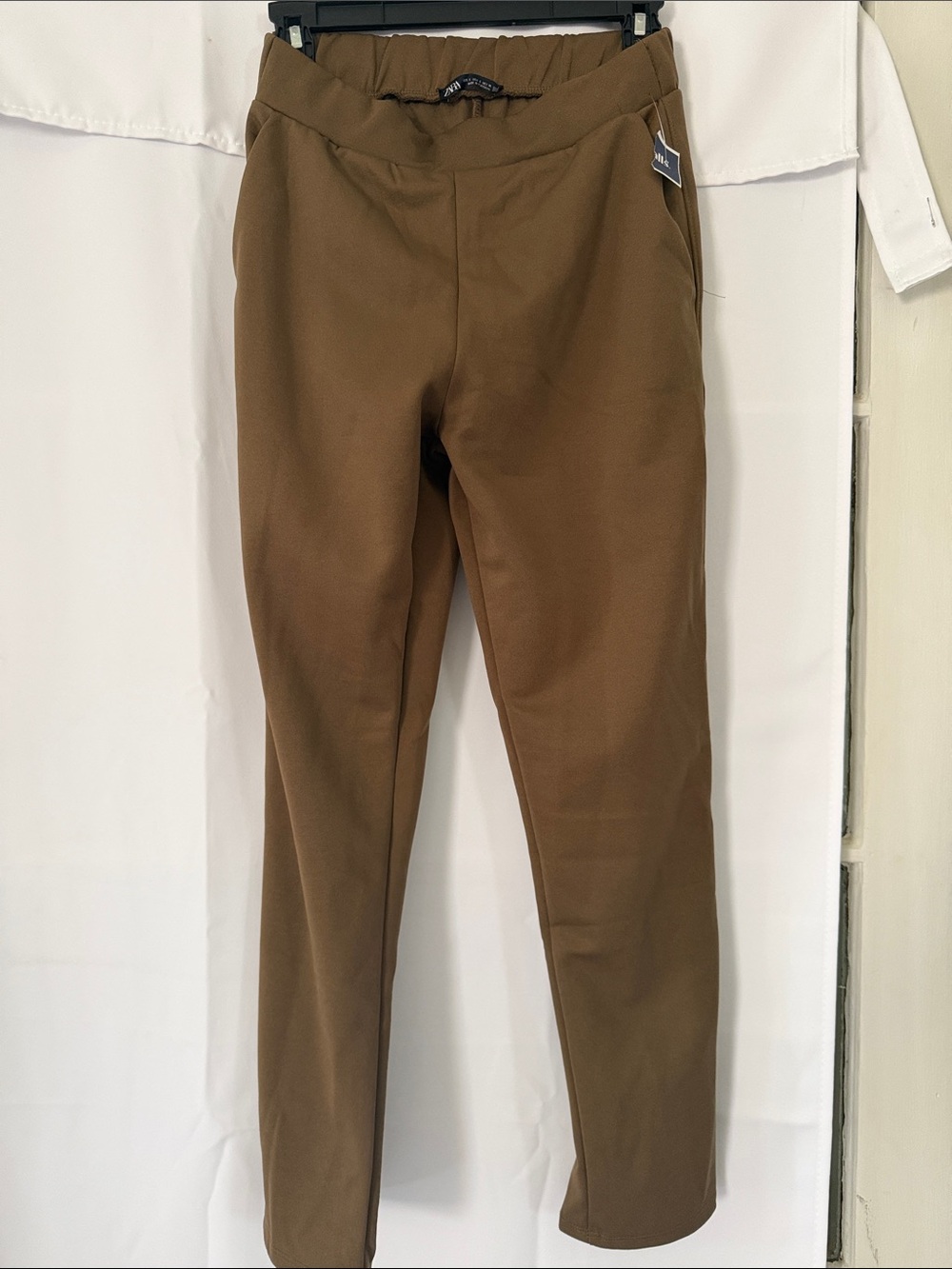 Zara Brown Stretch Tapered Pants